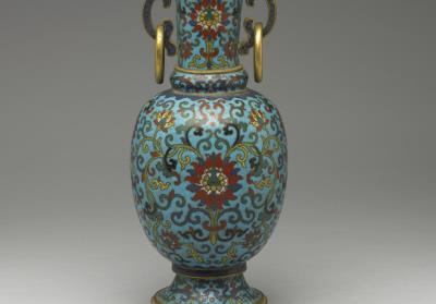 图片[2]-Copper vase in cloisonne enamels (set of five alter piece), Qing dynasty, Qianlong reign (1736-1795)-China Archive